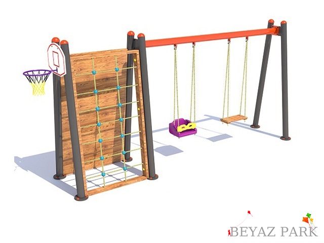 18-50982-Ahşap Tırmanmalı Park Salıncak (Potalı)
